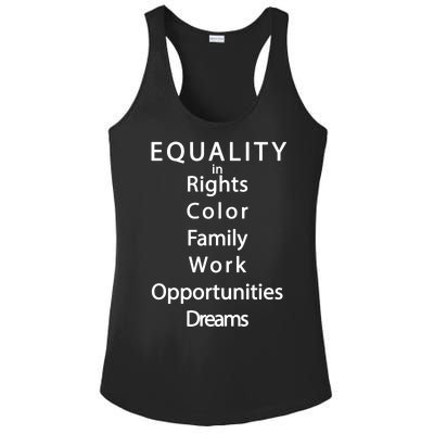 Equality In Rights Color Family Work Opportunities Dreams  Ladies PosiCharge Competitor Racerback Tank