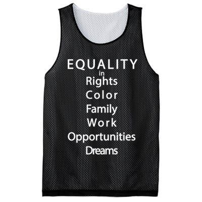 Equality In Rights Color Family Work Opportunities Dreams  Mesh Reversible Basketball Jersey Tank