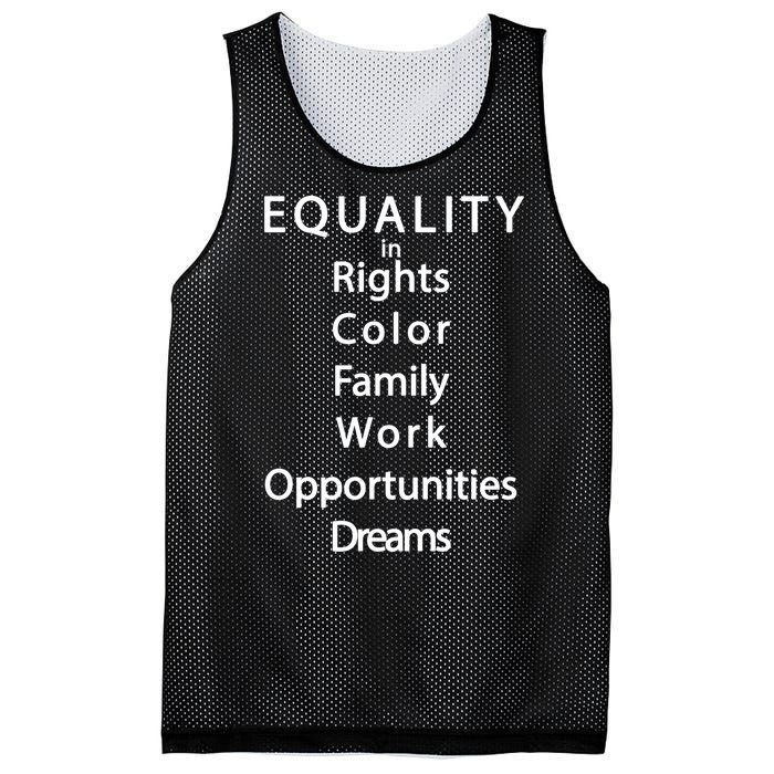 Equality In Rights Color Family Work Opportunities Dreams  Mesh Reversible Basketball Jersey Tank