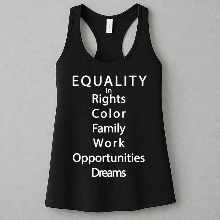 Equality In Rights Color Family Work Opportunities Dreams  Womens Tank Top