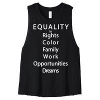 Equality In Rights Color Family Work Opportunities Dreams  Women's Racerback Cropped Tank