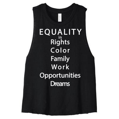 Equality In Rights Color Family Work Opportunities Dreams  Women's Racerback Cropped Tank