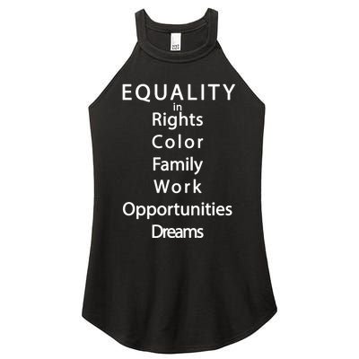 Equality In Rights Color Family Work Opportunities Dreams  Women's Perfect Tri Rocker Tank