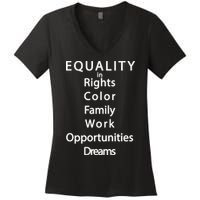 Equality In Rights Color Family Work Opportunities Dreams  Women's V-Neck T-Shirt