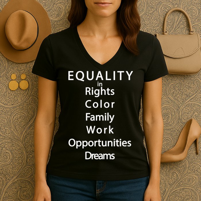 Equality In Rights Color Family Work Opportunities Dreams  Women's V-Neck T-Shirt