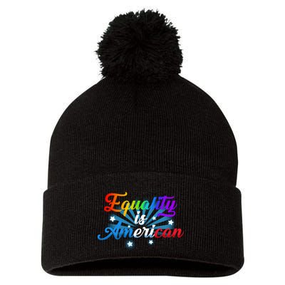 Equality Is American Pom Pom 12in Knit Beanie