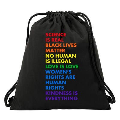 Equality Science Is Real Rainbow  Drawstring Bag