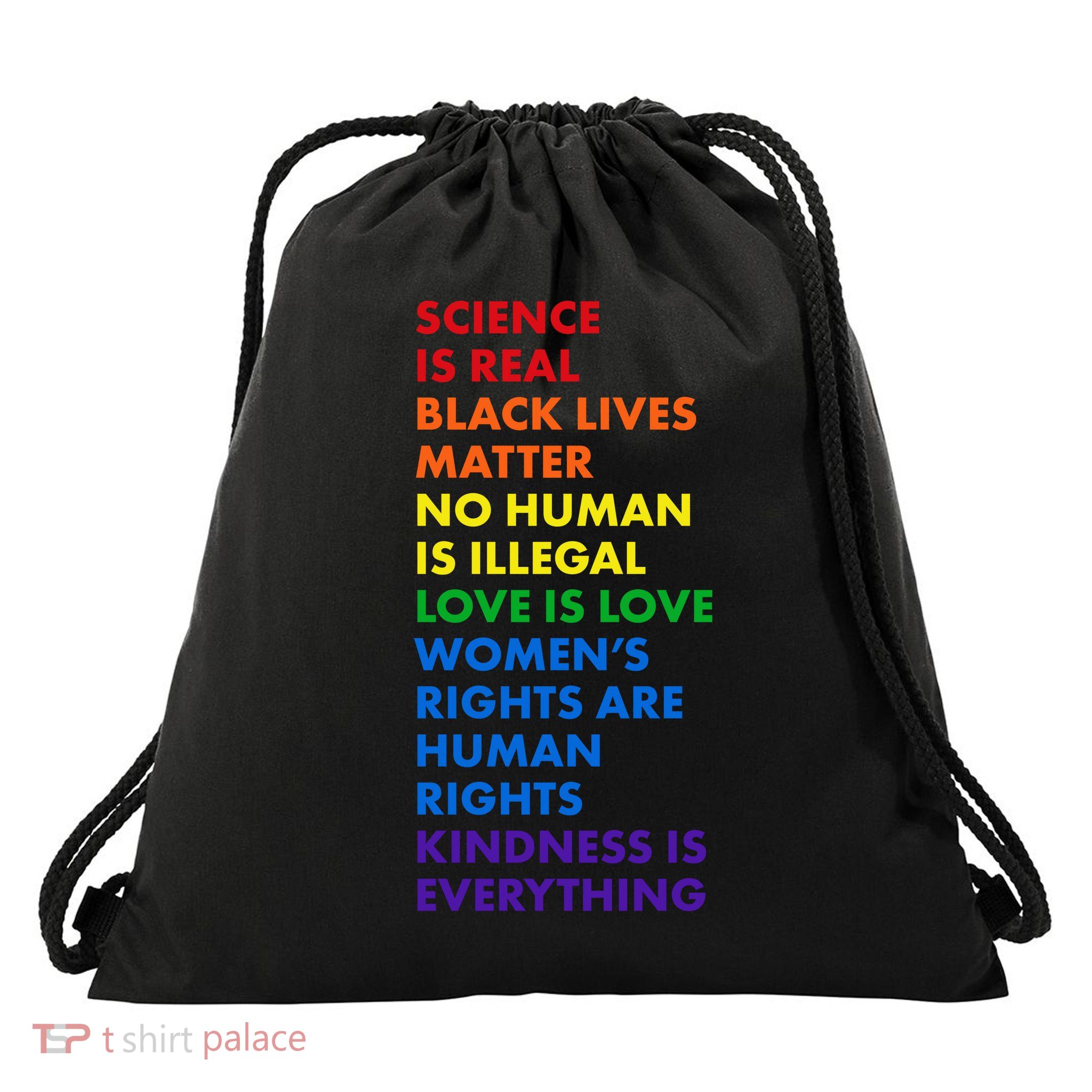 Equality Science Is Real Rainbow  Drawstring Bag