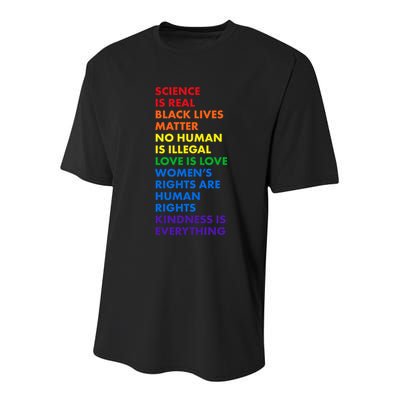Equality Science Is Real Rainbow  Youth Performance Sprint T-Shirt