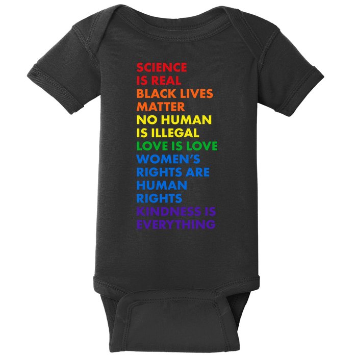 Equality Science Is Real Rainbow  Baby Bodysuit