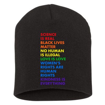 Equality Science Is Real Rainbow  Short Acrylic Beanie