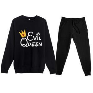 Evil Queen With Crown Black Halloween Premium Crewneck Sweatsuit Set