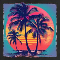 Eighties Retro 80s Style Beach Palm Trees Summer Gift Beanie