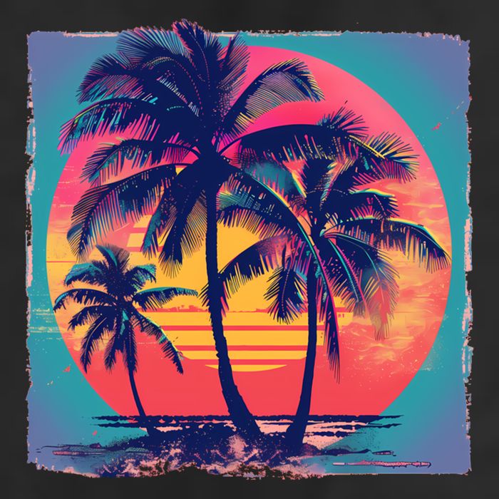 Eighties Retro 80s Style Beach Palm Trees Summer Gift Beanie