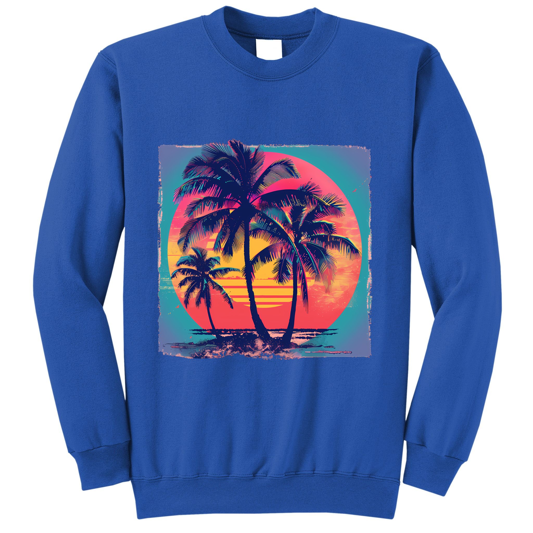 Eighties Retro 80s Style Beach Palm Trees Summer Gift Sweatshirt