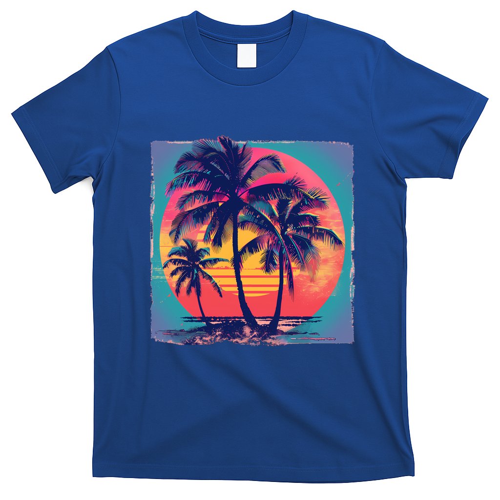 Eighties Retro 80s Style Beach Palm Trees Summer Gift T-Shirt