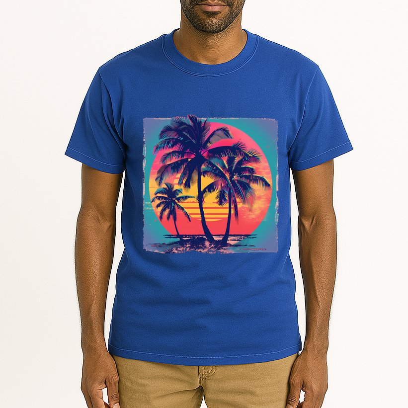 Eighties Retro 80s Style Beach Palm Trees Summer Gift Tall T-Shirt