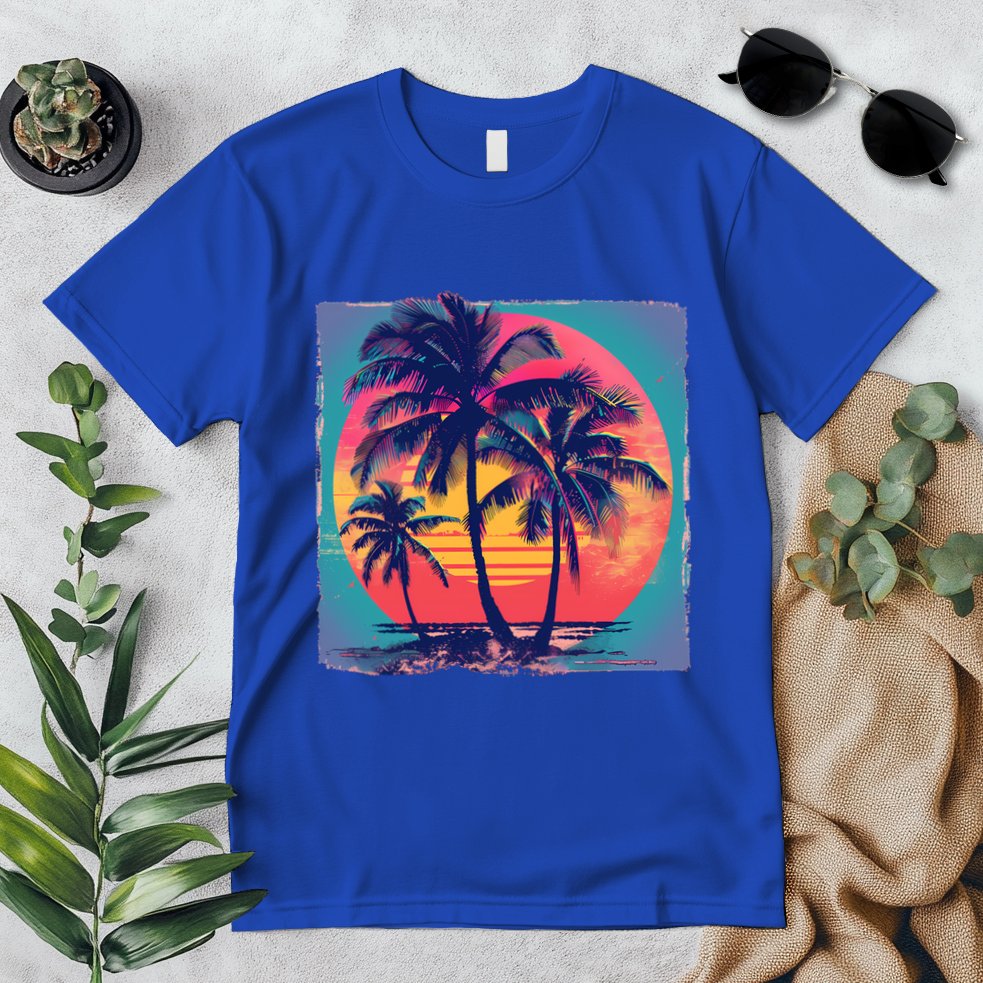 Eighties Retro 80s Style Beach Palm Trees Summer Gift Premium T-Shirt