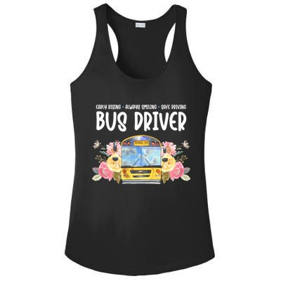 Early Rising Always Smiling Safe Driving Bus Driver Gift Ladies PosiCharge Competitor Racerback Tank