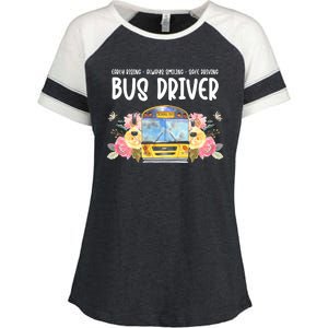 Early Rising Always Smiling Safe Driving Bus Driver Gift Enza Ladies Jersey Colorblock Tee