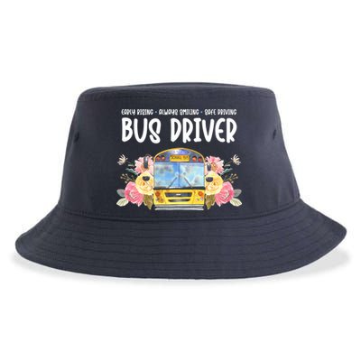 Early Rising Always Smiling Safe Driving Bus Driver Gift Sustainable Bucket Hat