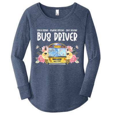 Early Rising Always Smiling Safe Driving Bus Driver Gift Women's Perfect Tri Tunic Long Sleeve Shirt