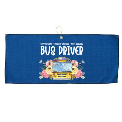 Early Rising Always Smiling Safe Driving Bus Driver Gift Large Microfiber Waffle Golf Towel