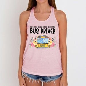 Early Rising Always Smiling Safe Driving Bus Driver Gift Women's Knotted Racerback Tank