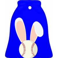 Easter Rabbit Bunny Ears Baseball Sports Holiday Gift Ceramic Bell Ornament