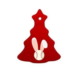 Easter Rabbit Bunny Ears Baseball Sports Holiday Gift Ceramic Tree Ornament