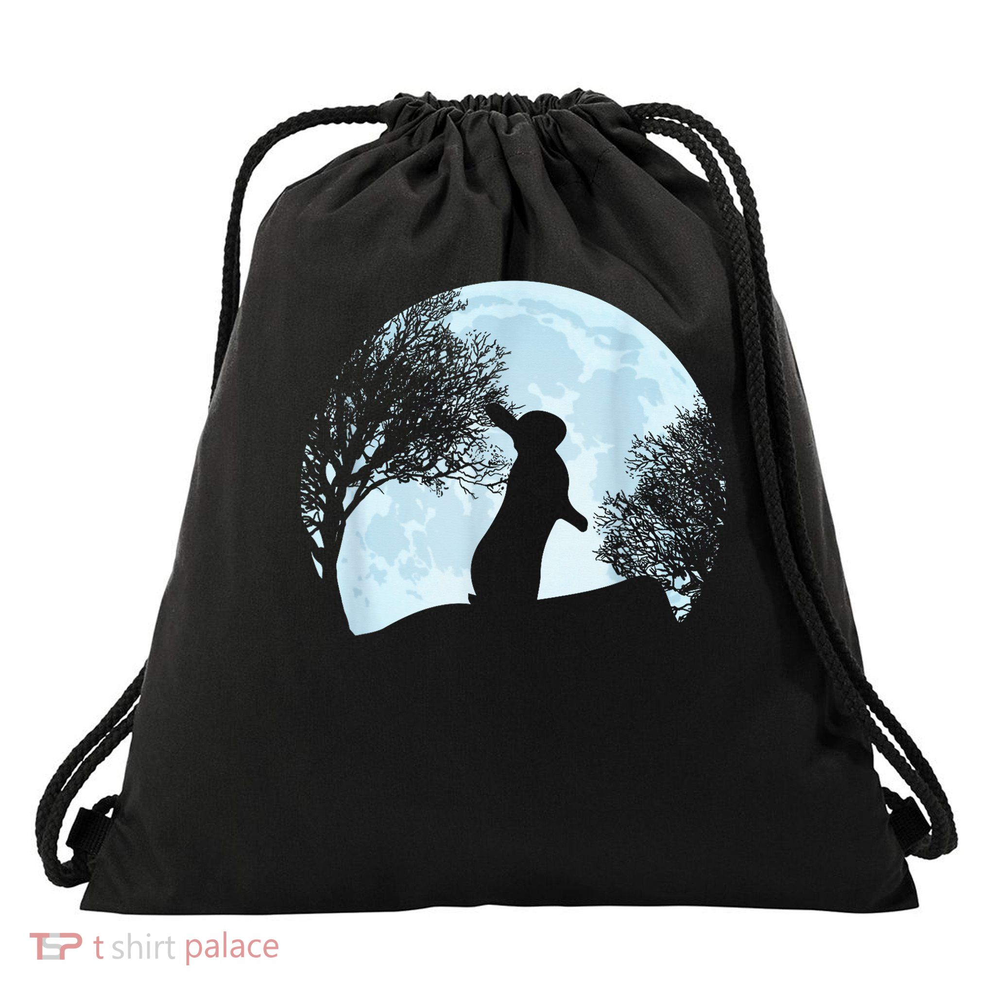 Easter Rabbit Blue Moon Drawstring Bag