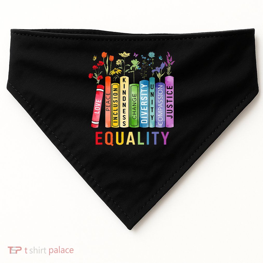 Equal Rights Book Flower Equality Peace Love Kindness Book USA-Made Doggie Bandana