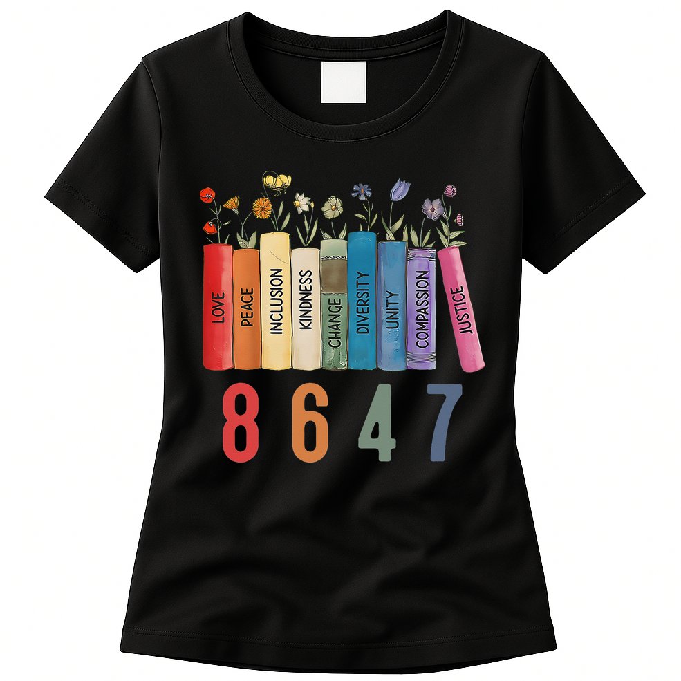 Equal Rights Book Flower 8647 Trump Feminist Women Rights Gift Womens T-Shirt