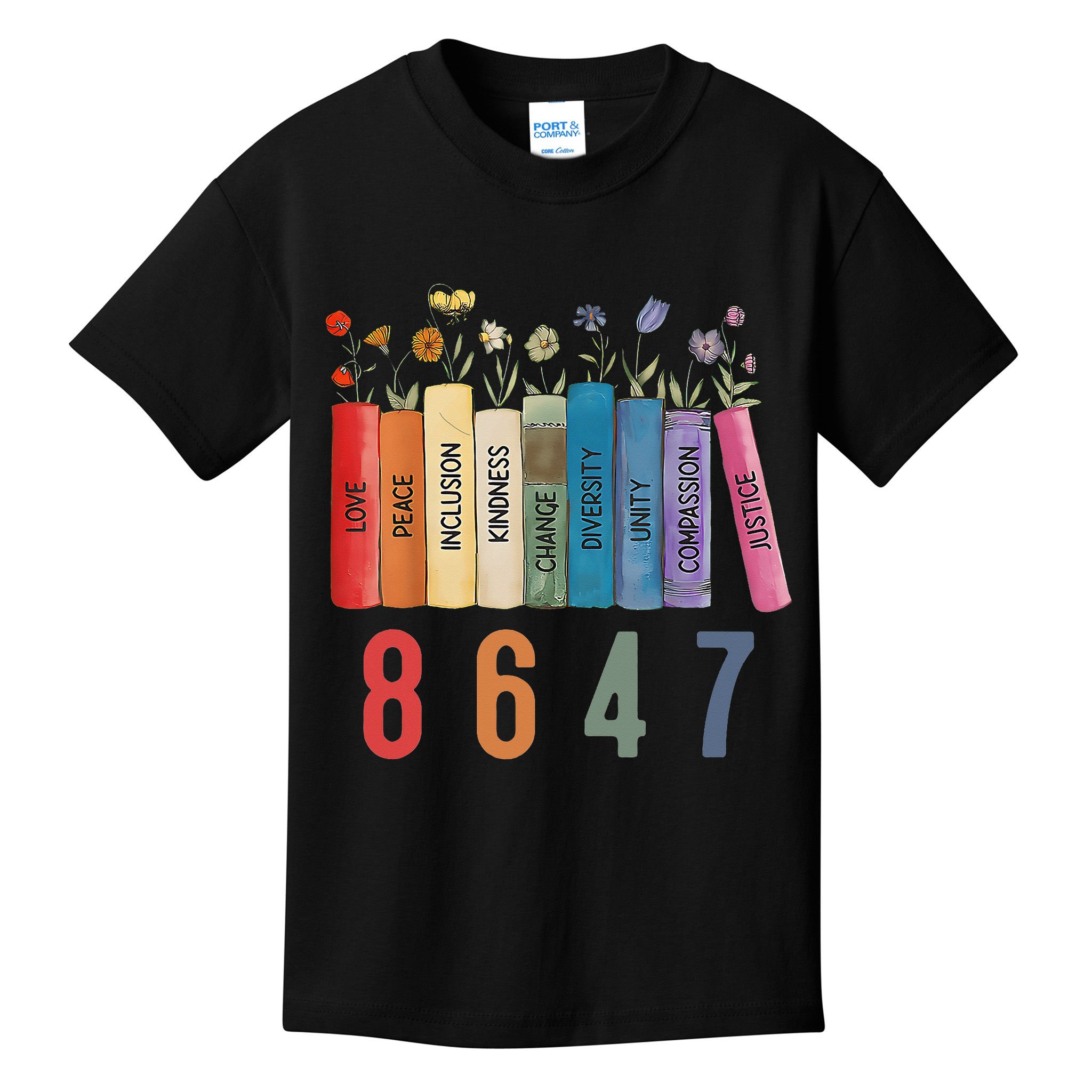 Equal Rights Book Flower 8647 Trump Feminist Women Rights Gift Kids T-Shirt