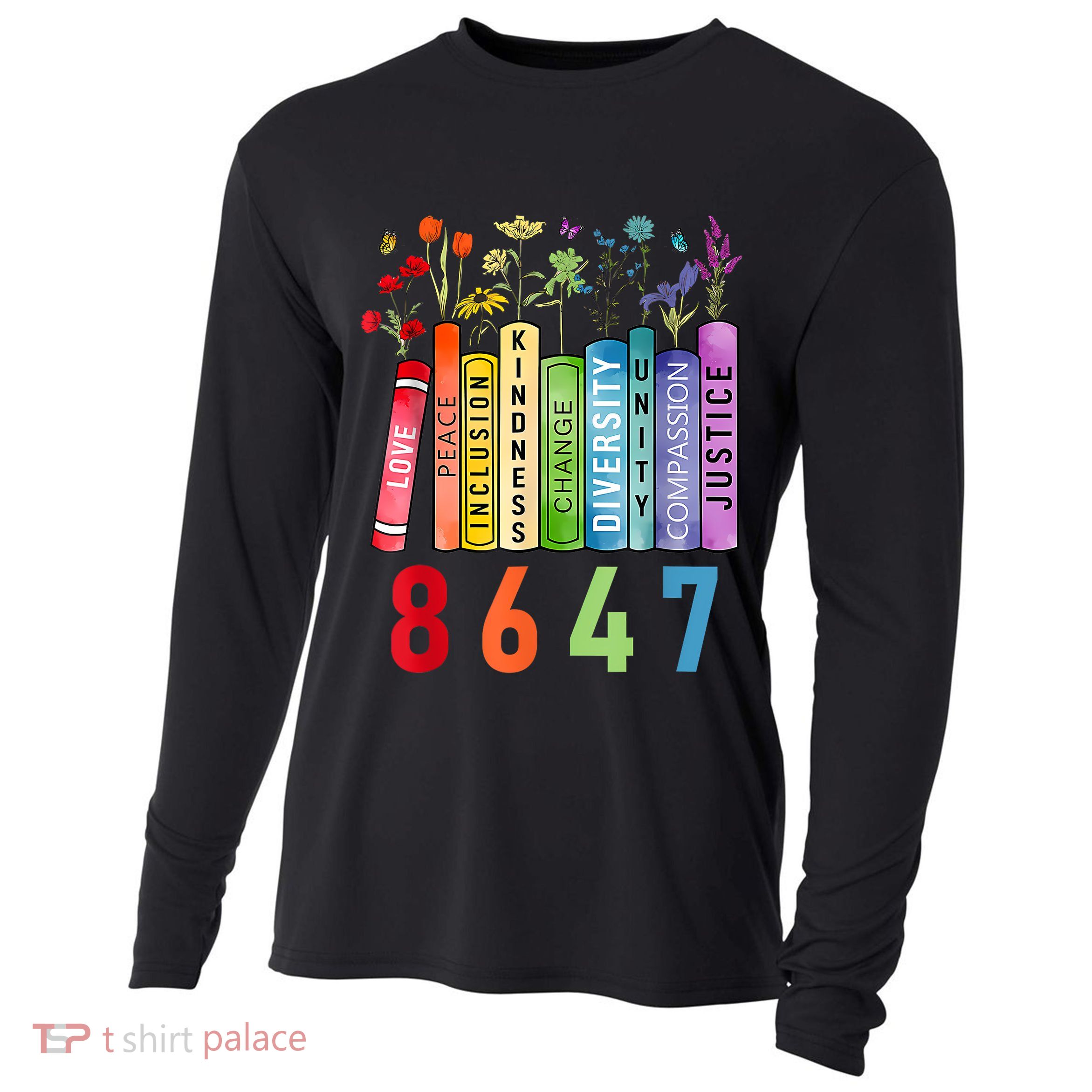 Equal Rights Book Flower Anti Trump Feminist Rights Cooling Performance Long Sleeve Crew