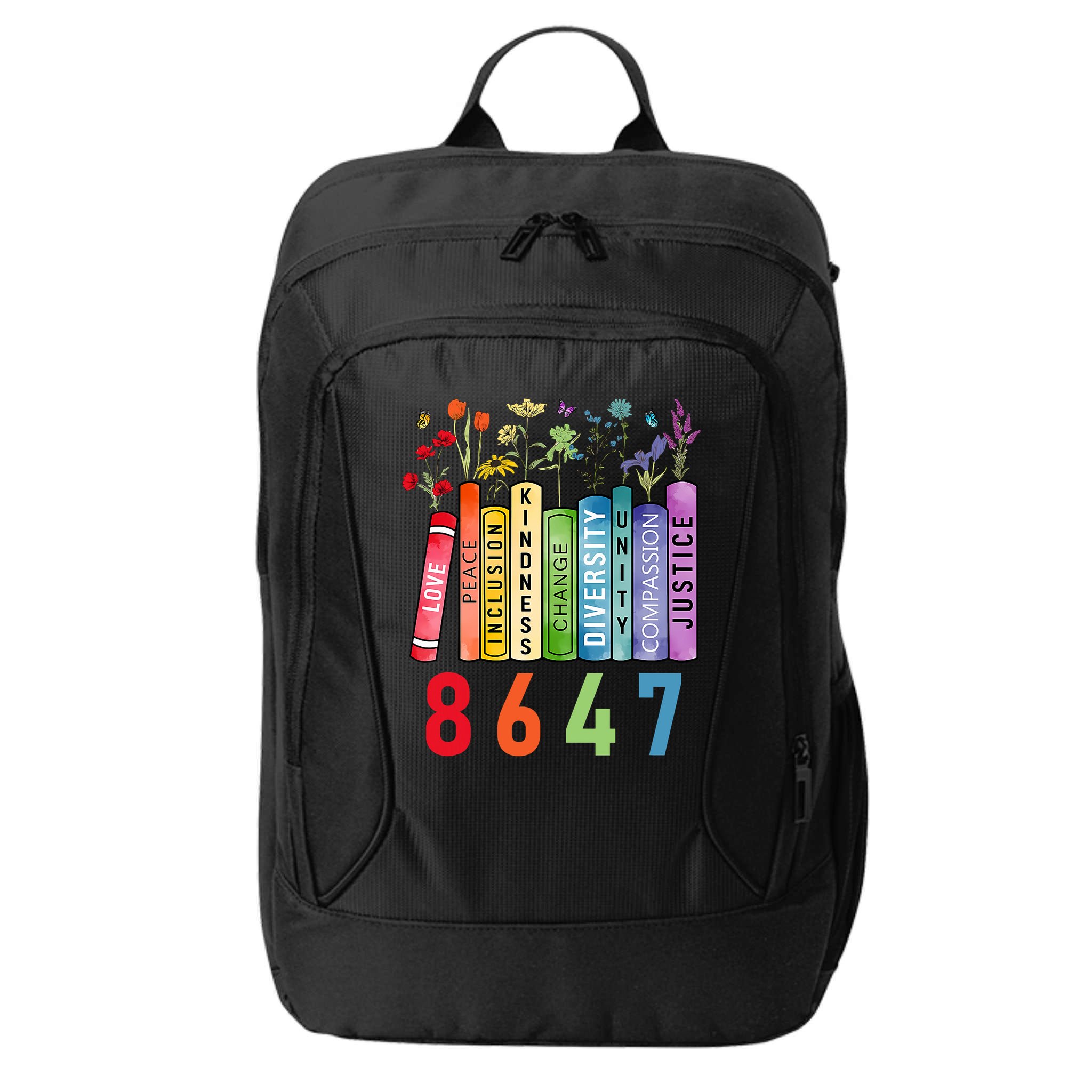 Equal Rights Book Flower Anti Trump Feminist Women Rights City Backpack