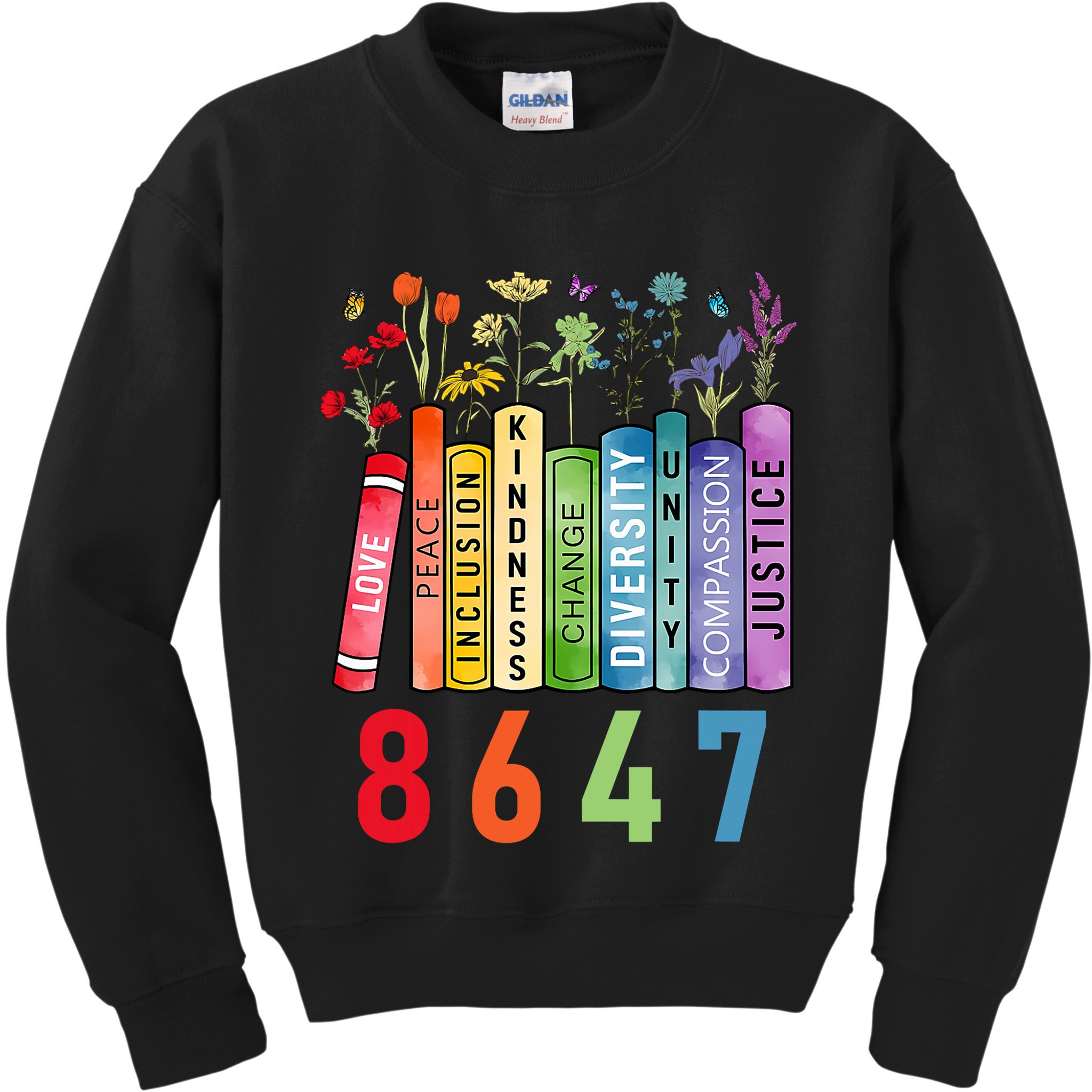 Equal Rights Book Flower Anti Trump Feminist Women Rights Kids Sweatshirt