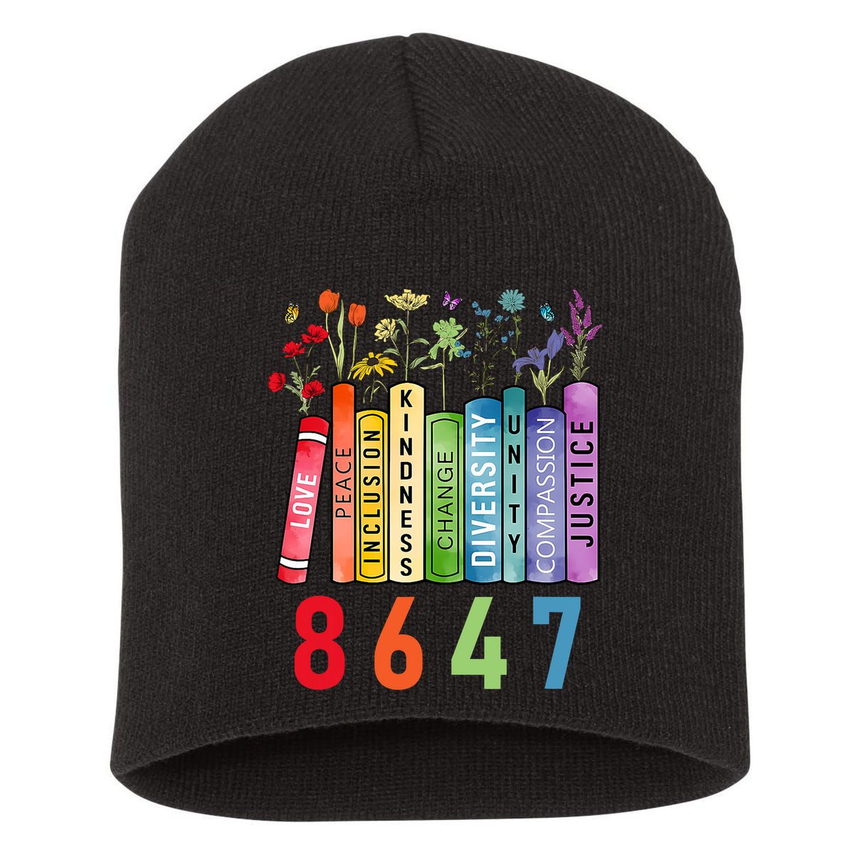 Equal Rights Book Flower Anti Trump Feminist Women Rights Short Acrylic Beanie