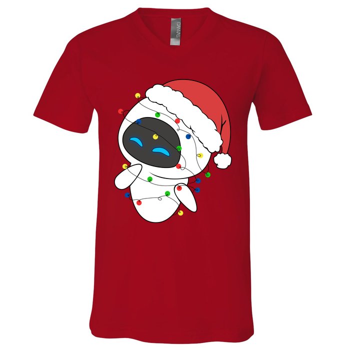 Eve Robot Christmas Lights Eve Robot Very Merry Xmas Party Matching V-Neck T-Shirt