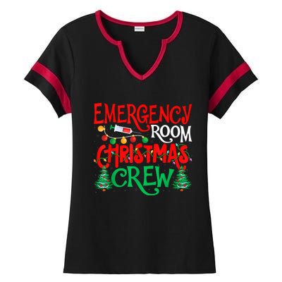 Emergency Room Christmas Crew Er Nurse Xmas Holiday Nursing Ladies Halftime Notch Neck Tee