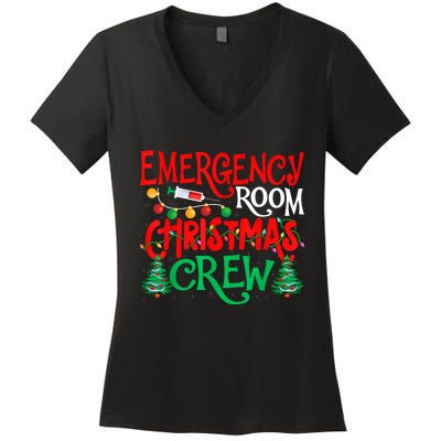 Emergency Room Christmas Crew Er Nurse Xmas Holiday Nursing Women's V-Neck T-Shirt