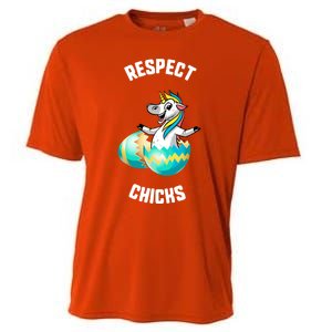 Easter Respect Chicks Trex Dinosaur Bunny Ears Gift Cooling Performance Crew T-Shirt