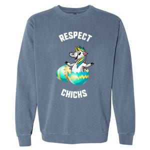 Easter Respect Chicks Trex Dinosaur Bunny Ears Gift Garment-Dyed Sweatshirt