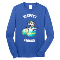 Easter Respect Chicks Trex Dinosaur Bunny Ears Gift Long Sleeve Shirt