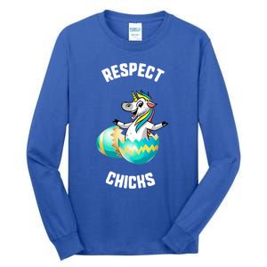 Easter Respect Chicks Trex Dinosaur Bunny Ears Gift Tall Long Sleeve T-Shirt