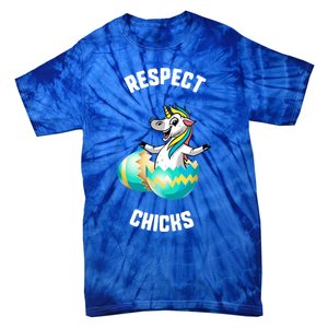 Easter Respect Chicks Trex Dinosaur Bunny Ears Gift Tie-Dye T-Shirt