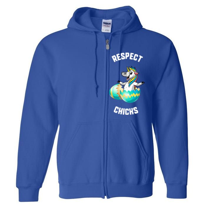 Easter Respect Chicks Trex Dinosaur Bunny Ears Gift Full Zip Hoodie