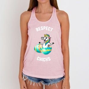 Easter Respect Chicks Trex Dinosaur Bunny Ears Gift Women's Knotted Racerback Tank