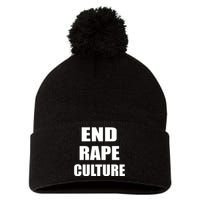 End Rape Culture Pom Pom 12in Knit Beanie