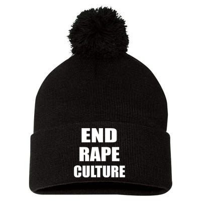 End Rape Culture Pom Pom 12in Knit Beanie